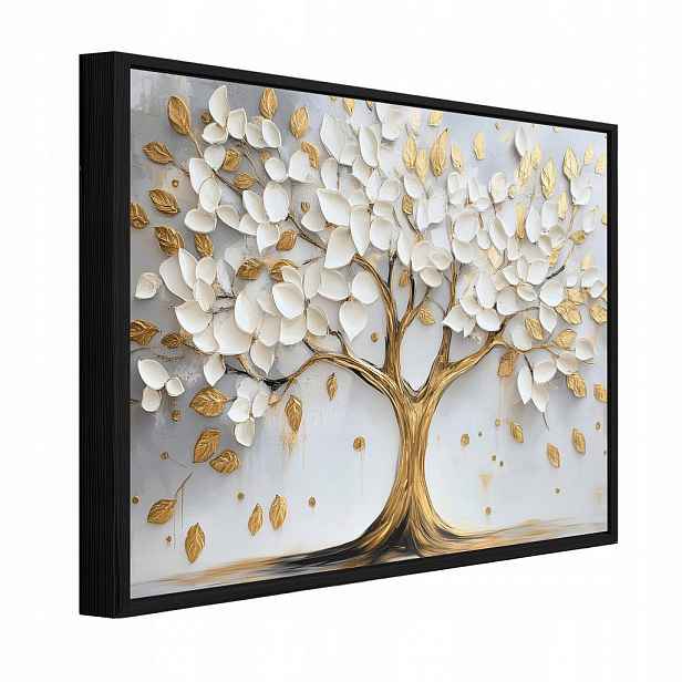 Wallarena ZARÁMOVANÉ obrazy strom abstraktní béžová 100x70 cm