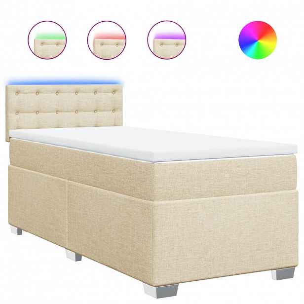 vidaXL Box spring postel s matrací krémová 100 x 200 cm textil