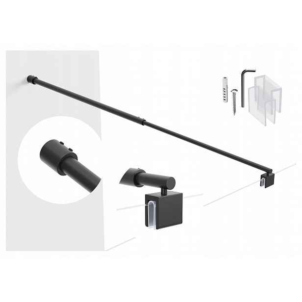 Držák do kabiny nastavitelný od 77,5 do 113 cm, sklo 6-8 mm, černý