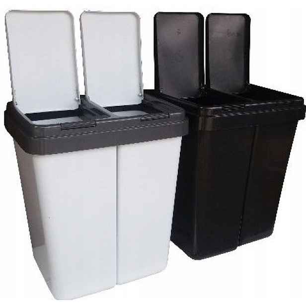 Koš Na Tříděný Odpad 2 X 25 L Bílý, Černý