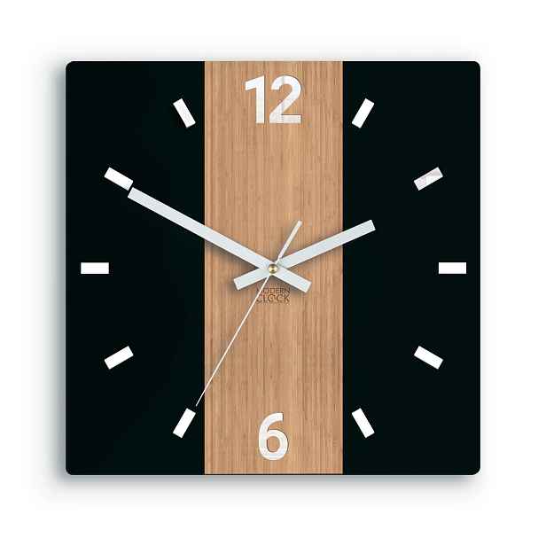 ModernClock Bambusové nástěnné hodiny Primo 30 cm hnědé/černé II