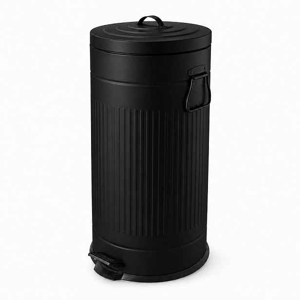Relaxdays ODPADKOVÝKOŠ Černý 30 l nášlapný Soft-Close kovový
