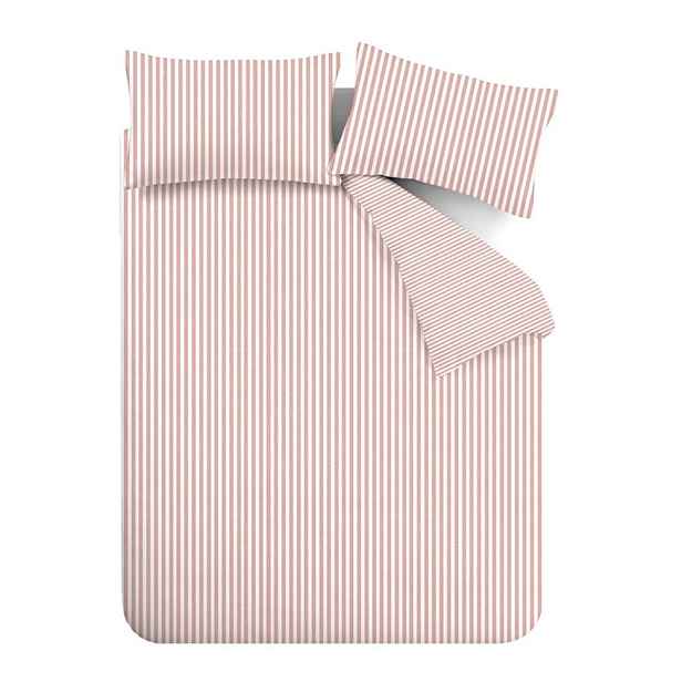 Růžové flanelové povlečení na dvoulůžko/prodloužené 230x220 cm Stripe – Catherine Lansfield