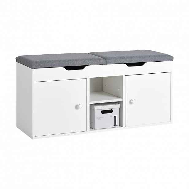 SoBuy BOTNÍK se 2 zásuvkami Bílá 100x34x48cm Minimalistický
