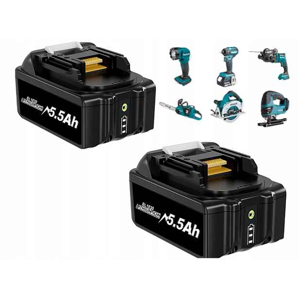 Akumulátor Lithium-ion 18V 5500 mAh 2 kusy pro elektronářadí
