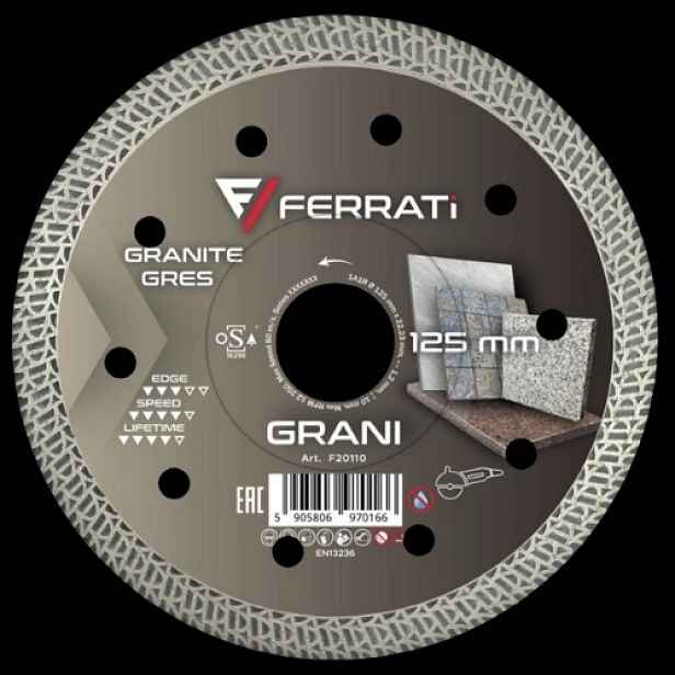 Ferrati diamantový řezací kotouč F20110 1A1R 125x22,23 mm šedý