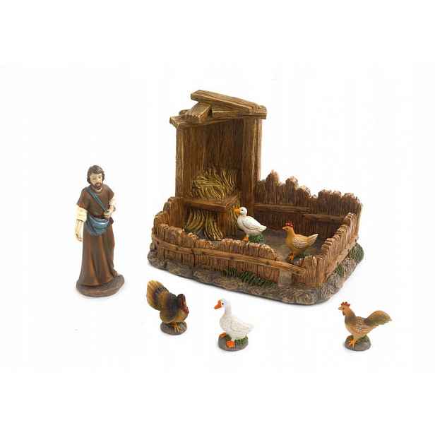 Figurky do betlému „Ohrada se zvířaty a hostitelem“ – pro figurky o výšce 9 Cm