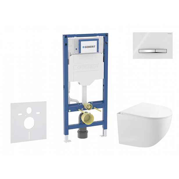 Geberit Duofix - Set předstěnové instalace, kompaktního klozetu Gaia a sedátka softclose, tlačítko Sigma50, chrom/alpská bílá SANI11CA3148B