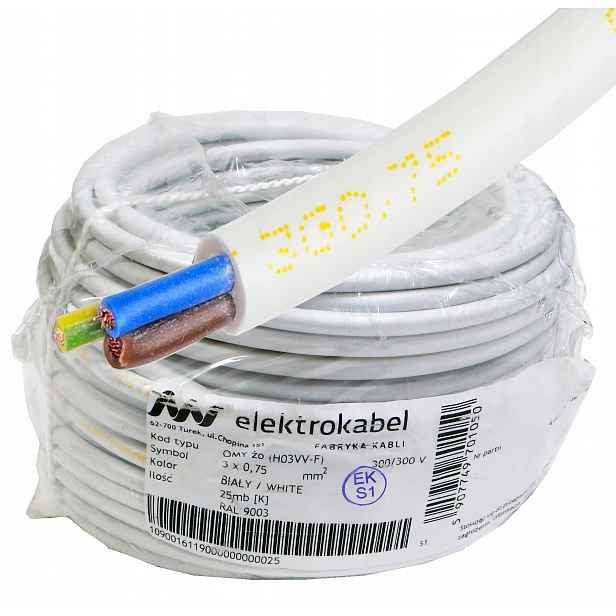 Měděný Vodič Omy 3x0,75 mm 300V Lanko Cu 25 m kulatý