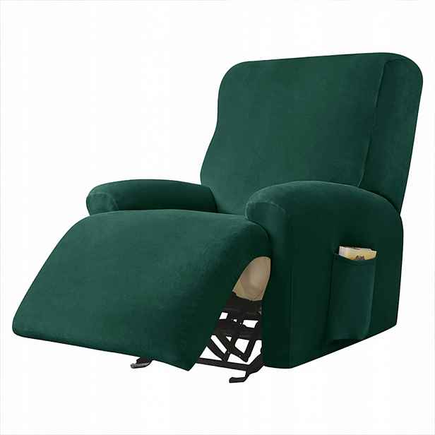 Potah na křeslo Relax rozkládací podnožka (4 díly), velur, zelená
