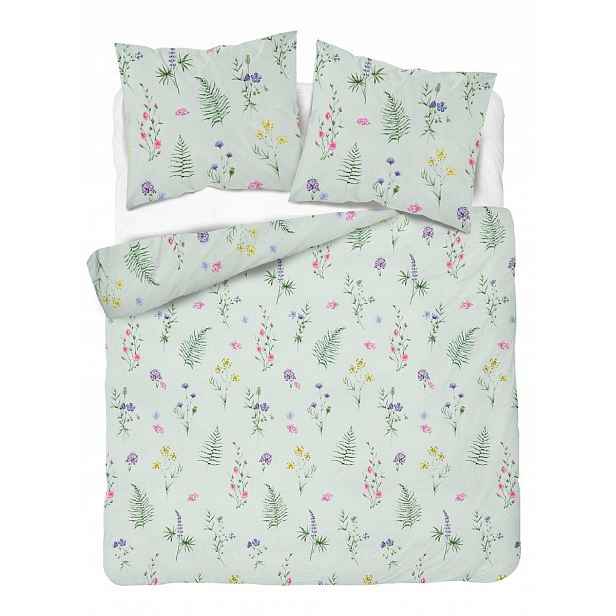 Povlečení 220x200 mátová světlá s květinami Botanica Satin
