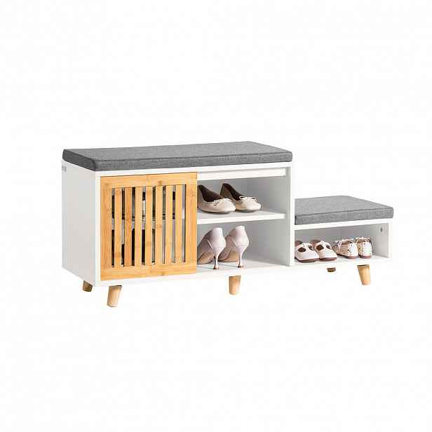 SoBuy BOTNÍK s jednokřídlými dveřmi Bílá 101x35x46cm Nordický
