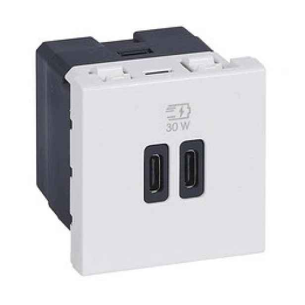 Zásuvka Nabíječka 2x Usb-c 30W Pd Bílá Legrand 077631L