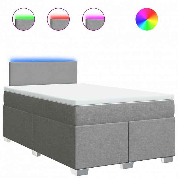 vidaXL Box spring postel s matrací světle šedá 120x190 cm textil