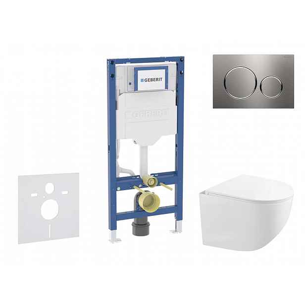 Geberit Duofix - Set předstěnové instalace, kompaktního klozetu Gaia a sedátka softclose, tlačítko Sigma20, nerez SANI11CA6104B