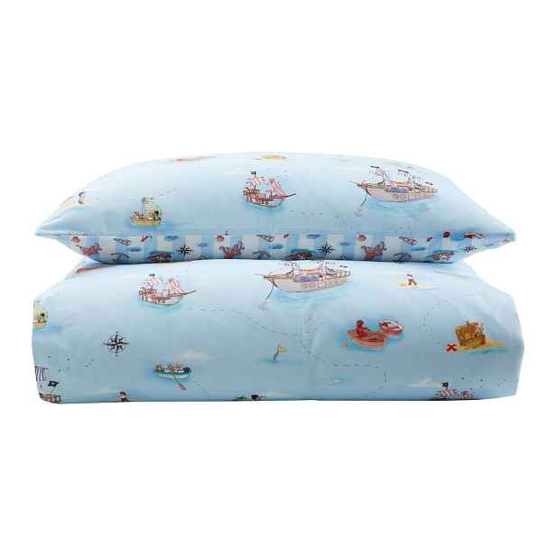 Modré bavlněné dětské povlečení do postýlky 120x150 cm Pirates – Belle & Boo