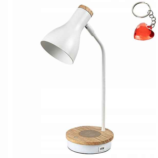 Stolní lampa s indukční nabíječkou a Usb E14 bílá Mosley 74001 Rabalux