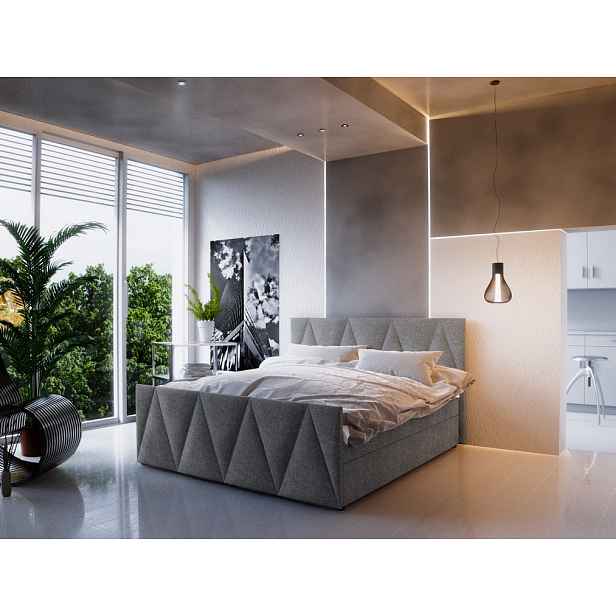 Boxspringová manželská postel VASILISA 3 - 200x200, šedá