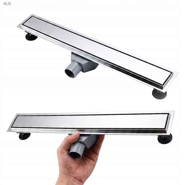 Lineární odtok z chromované nerezová ocel se sifonem 900 x 70 mm Aisi Helmken