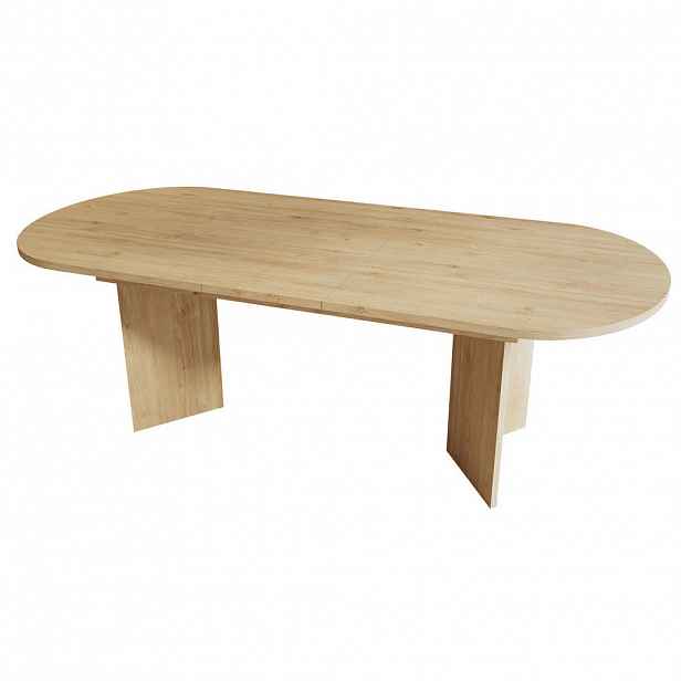 Modfu ROZKLÁDACÍ jídelní stůl z MDF 200x90x75 cm v dekoru dubu se zaoblenými rohy a zesílenou deskou