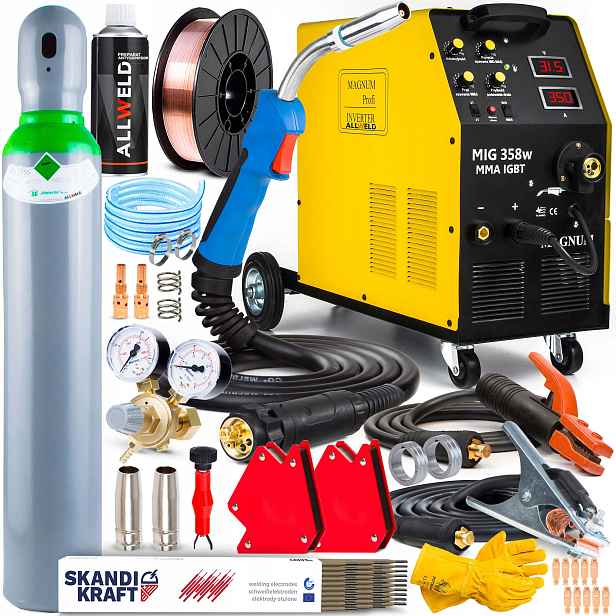 Poloautomatický Svařovací Stroj Magnum Mig 358W Mma Igbt 400V 350A Alu 4X4 Flux