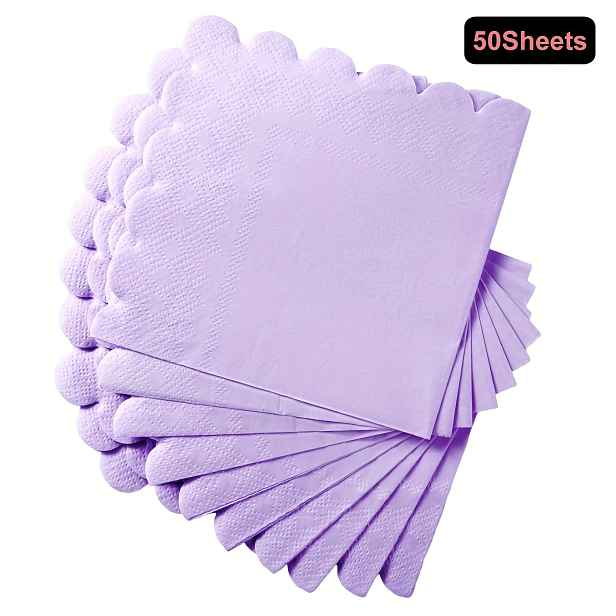TEMU Balení 50 ks fialových jednorázových ubrousků s dvojitou vrstvou a krajkou, 25x25 cm, elegantní texturovaný design, pro speciální , sváteční