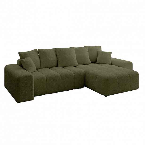 ALTDECOR ROHOVÁ SEDAČKA s otomanem vpravo ENIL-L 297x189x68 zelená buklé
