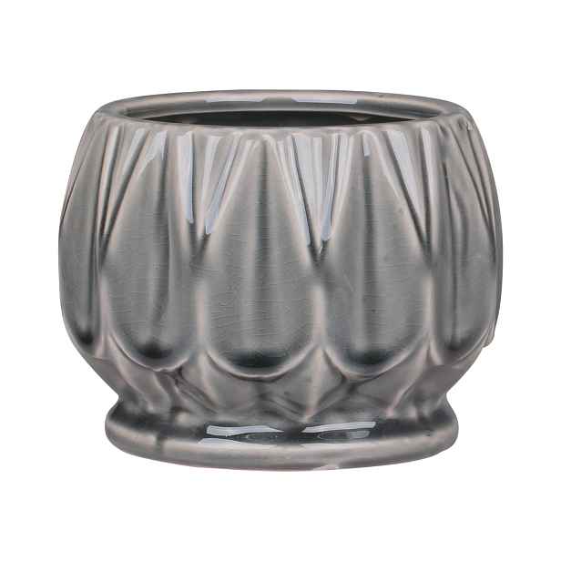 Šedý antik keramický obal na květináč se vzorem Alsace S -  Ø 13*10cm Chic Antique