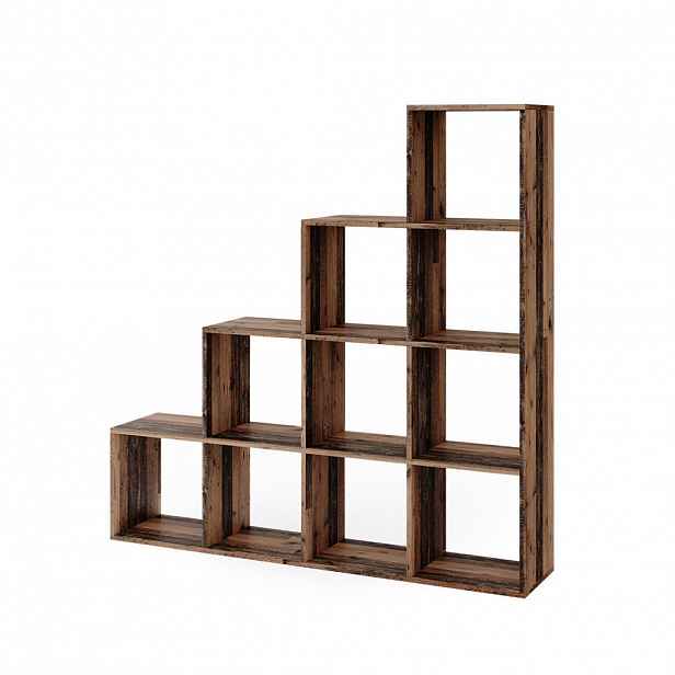 Vicco SCHODIŠŤOVÝ REGÁL Starožitné dřevo 142.5 x 140 cm