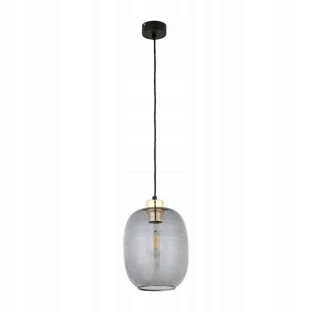 Závěsná lampa Omega Černá Zlatá Skleněná Stínidlo 1xE27 Moderní Stropní