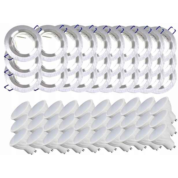 30x Hliníková Lampa Objímka Inox Ocel Kartáčovaná Led Žárovky 7W
