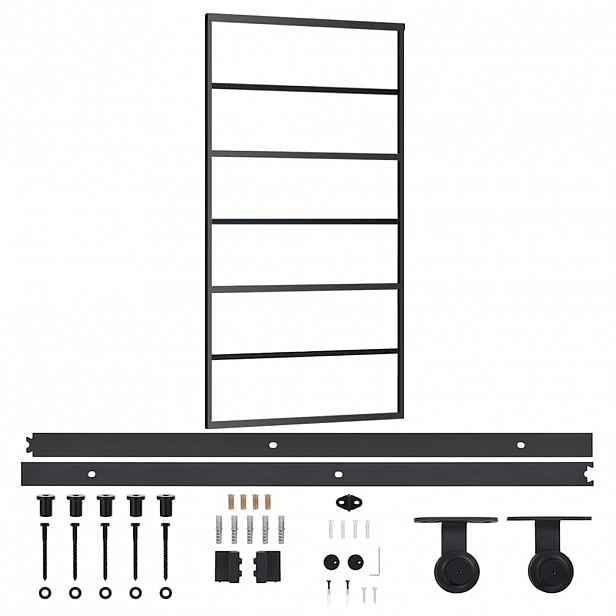 vidaXL Posuvné dveře s kováním ESG sklo a hliník 102 x 205 cm