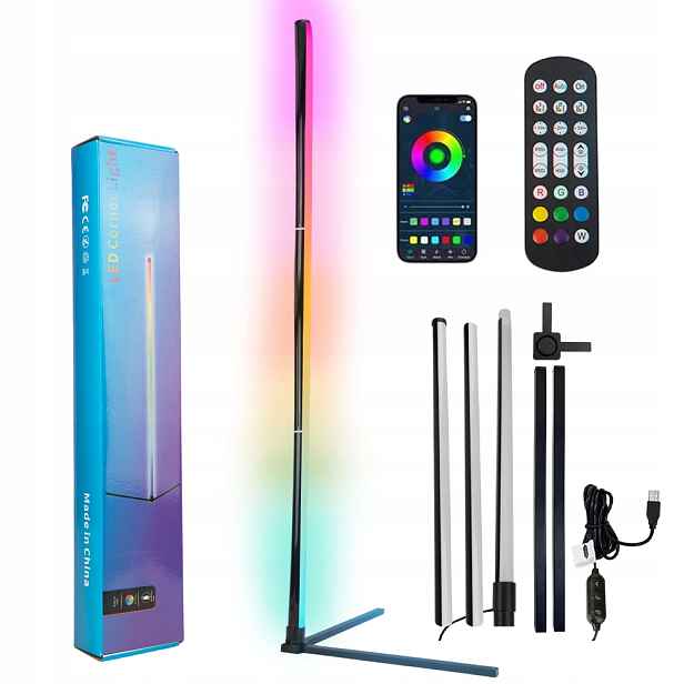 Moderní Hudební Stojací Lampa 10W Led Rgb Barva Dálkový Ovladač