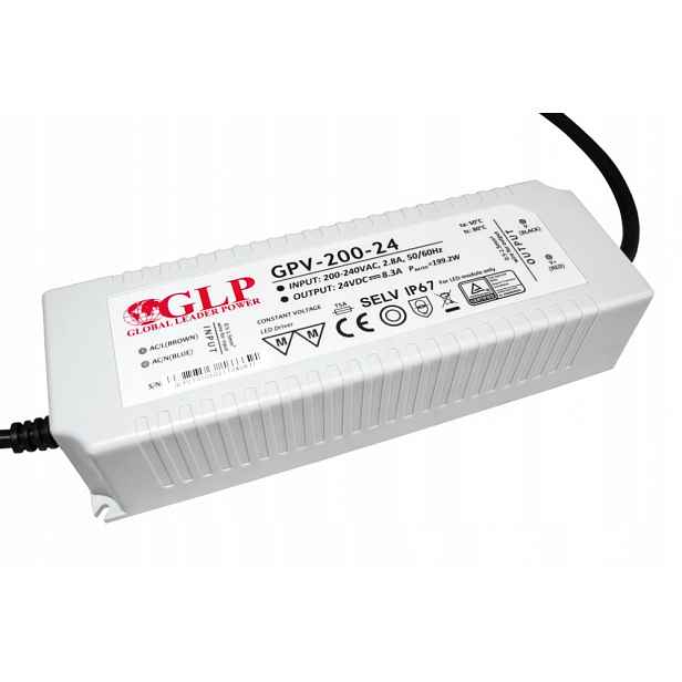 Napájecí zdroj 24V 200W 8A voděodolný pro Led pásky IP67