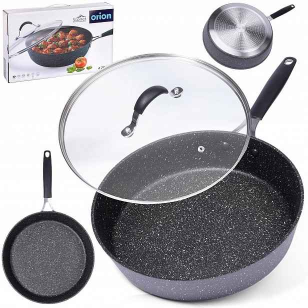 Pánev Orion Stoner granitová mramorová hluboká s poklicí 28 cm
