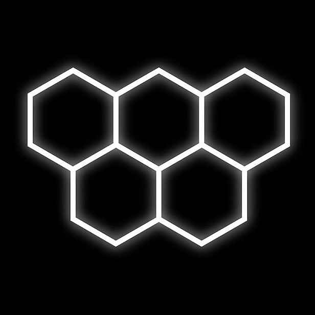 Silný stropní svítidlo Hexagon 5 černý pro myčku aut 229x158 cm 168 W