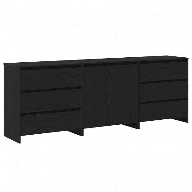 vidaXL Servírovací skříň 3 ks Černá 70 x 41 x 75 cm Kompozitní dřevo