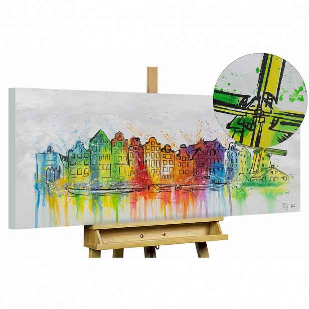 KUNSTLOFT RUČNĚ MALOVANÝ AKRYLOVÝ OBRAZ ŠEDÝ, 120/60 CM