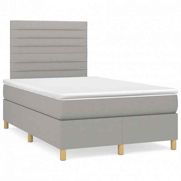 vidaXL Box spring postel s matrací světle šedá 120 x 200 cm textil