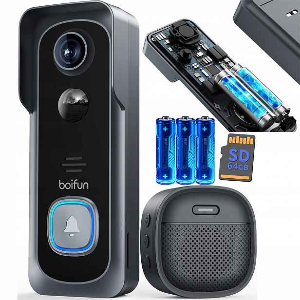 Bezdrátový Zvonek Kamera Video Domofon Pir Wifi 2K 5MPx 2880 x 1660P