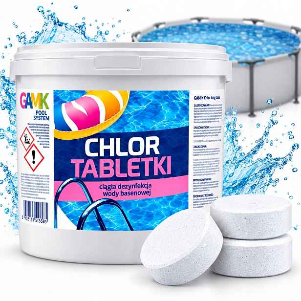 Chlorové Tablety 200G 3KG 15KS Do Bazénu Bazénová Chemie Dlouhodobý Účinek