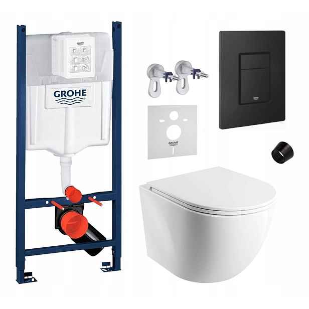 Sada Wc Rám Grohe Rapid s mísou Wc Mwbp Rim tlačítko černá matná
