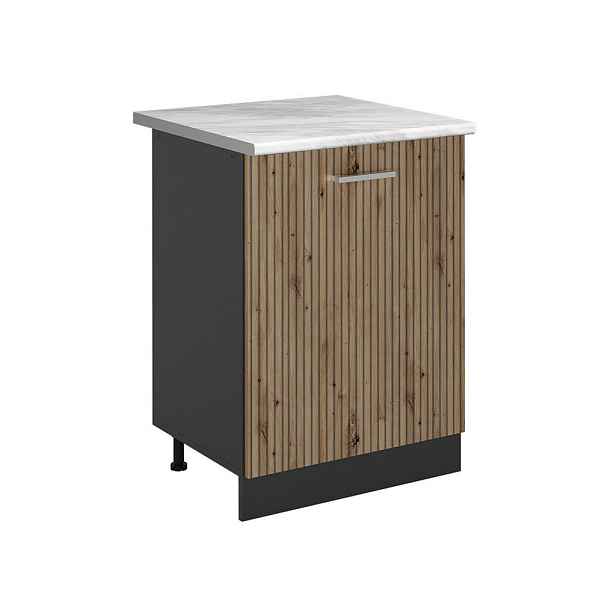 Vicco SPODNÍ SKŘÍŇKA KUCHYŇSKÉ LINKY R-Line, Řemeslný dub/Antracit, 60 cm s 1 dveřmi pracovná doska Mramor