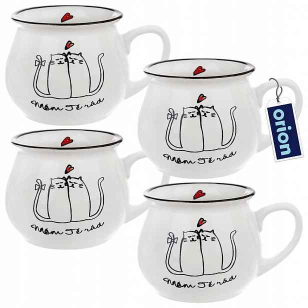 4x Hrnek Kočky keramický na pití kávy čaje bylinky sud 300 ml