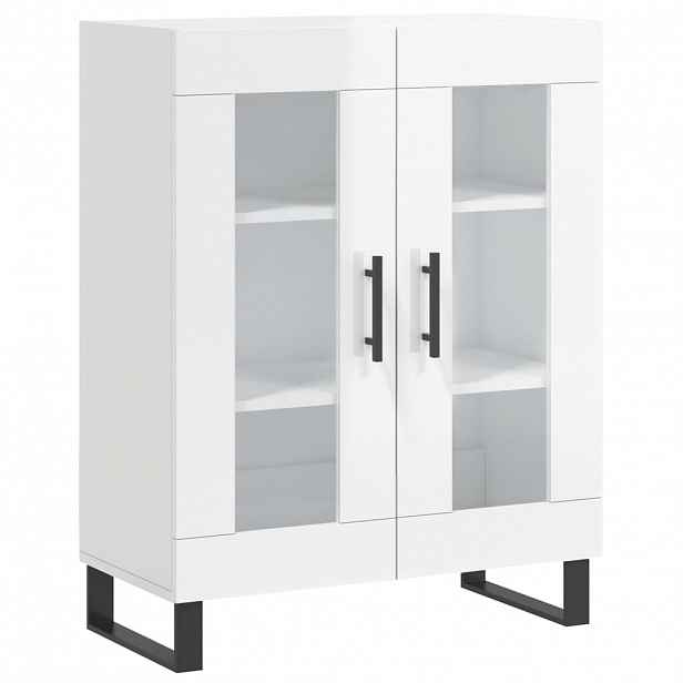 vidaXL Příborník bílý s vysokým leskem 69,5x34x90 cm kompozitní dřevo