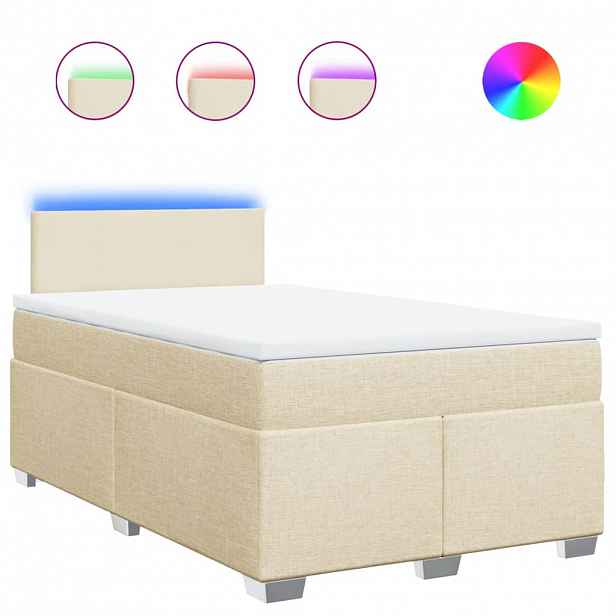 vidaXL Box spring postel s matrací krémová 120x190 cm textil