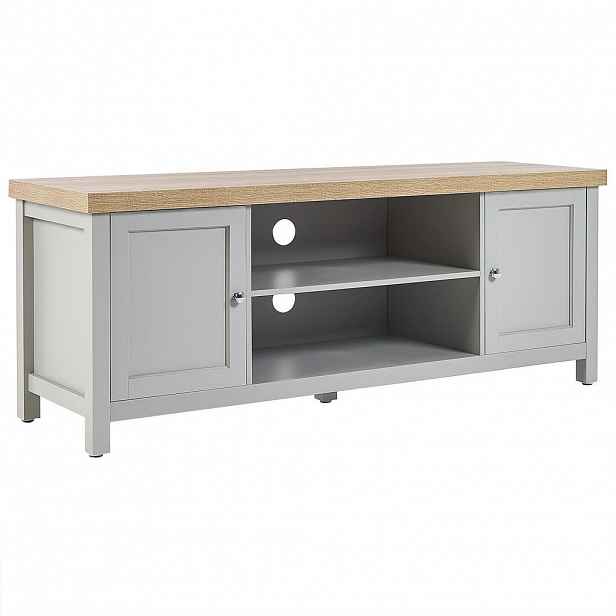 Beliani TV STOLEK Šedý HAMP 39/130/51 cm