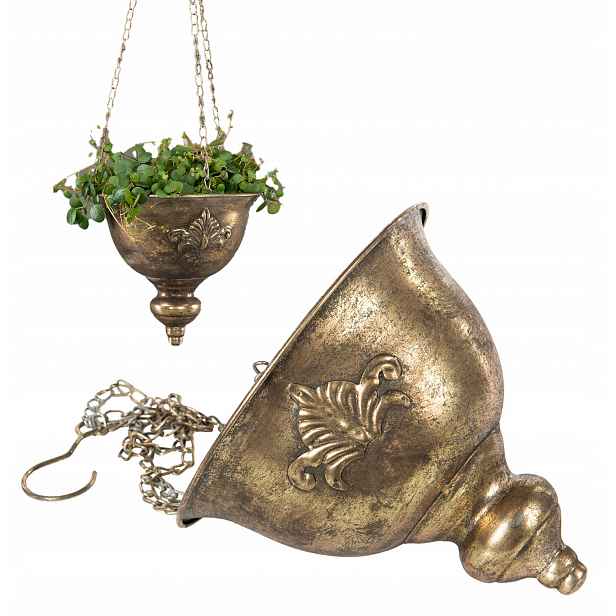 Obal Na Květináč Závěsný Metalový Loft Zlatý 23 cm květináč