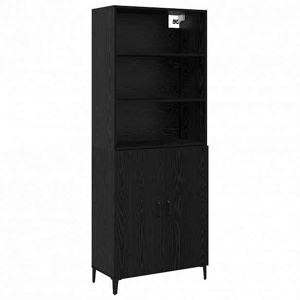 vidaXL Vysoký bufet Černý dub 69,5 x 32,5 x 180 cm Kompozitní dřevo