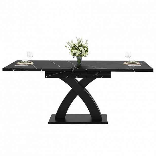 Modfu JÍDELNÍ stůl 160x80x75 cm černý z MDF a kovu rozkládací